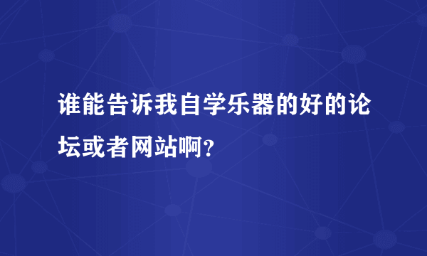 谁能告诉我自学乐器的好的论坛或者网站啊？