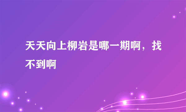 天天向上柳岩是哪一期啊，找不到啊