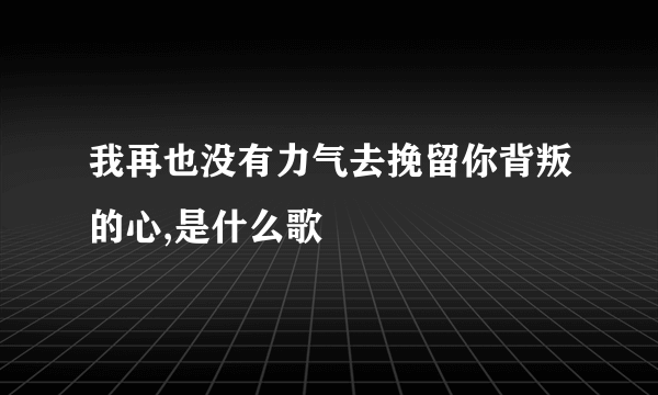 我再也没有力气去挽留你背叛的心,是什么歌