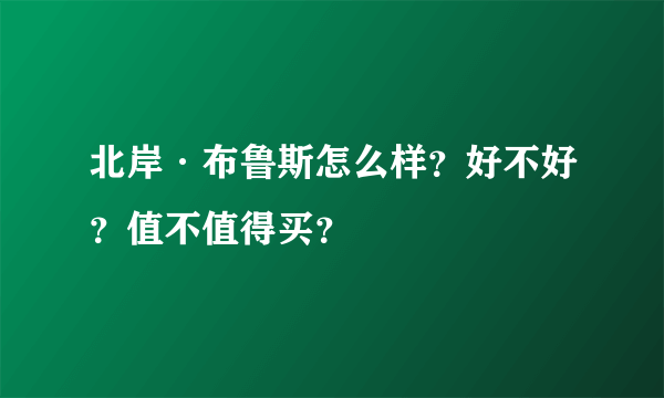 北岸·布鲁斯怎么样？好不好？值不值得买？