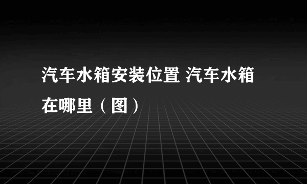 汽车水箱安装位置 汽车水箱在哪里（图）