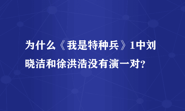 为什么《我是特种兵》1中刘晓洁和徐洪浩没有演一对？