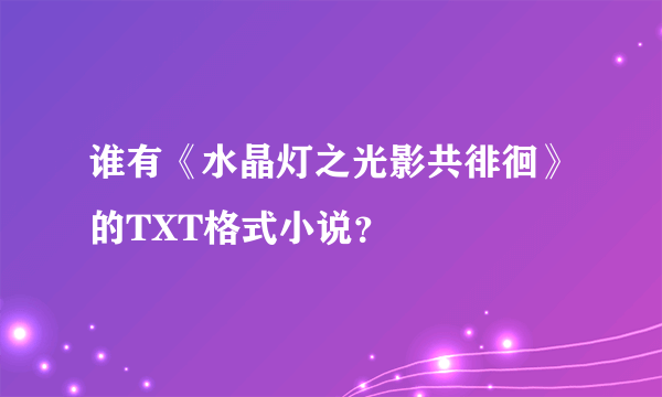 谁有《水晶灯之光影共徘徊》的TXT格式小说？