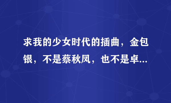 求我的少女时代的插曲，金包银，不是蔡秋凤，也不是卓依婷唱的？