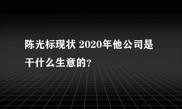 陈光标现状 2020年他公司是干什么生意的？