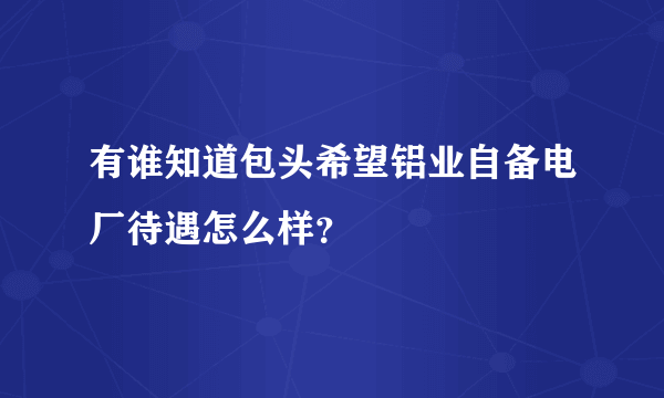 有谁知道包头希望铝业自备电厂待遇怎么样？