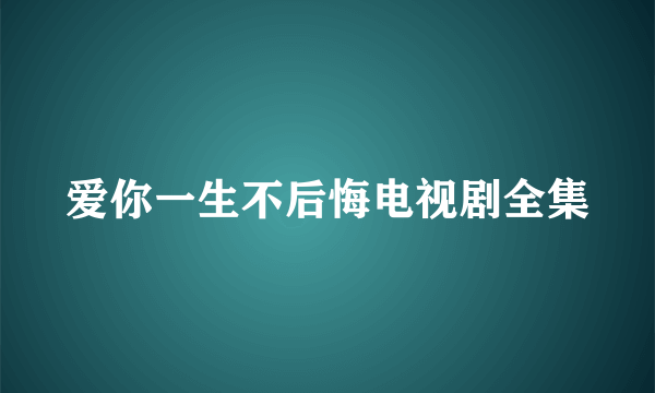 爱你一生不后悔电视剧全集