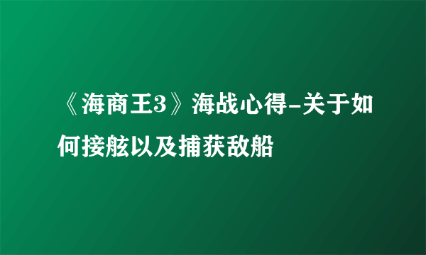 《海商王3》海战心得-关于如何接舷以及捕获敌船