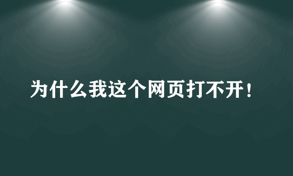 为什么我这个网页打不开！