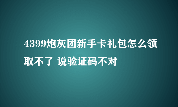 4399炮灰团新手卡礼包怎么领取不了 说验证码不对