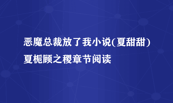 恶魔总裁放了我小说(夏甜甜)夏栀顾之稷章节阅读