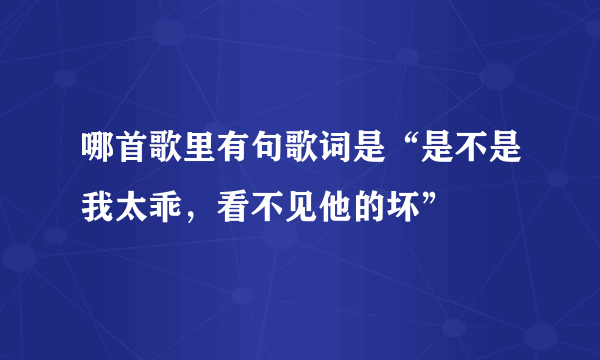 哪首歌里有句歌词是“是不是我太乖，看不见他的坏”