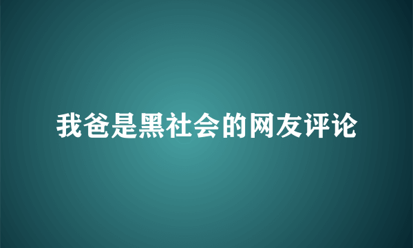 我爸是黑社会的网友评论