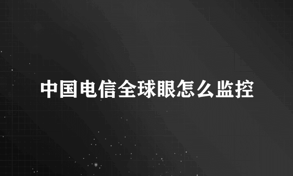 中国电信全球眼怎么监控