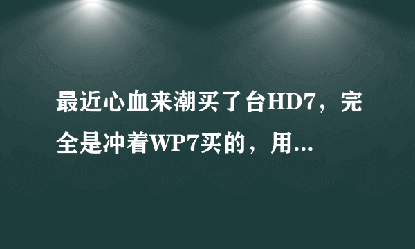 最近心血来潮买了台HD7，完全是冲着WP7买的，用着发现很多问题。。