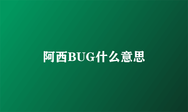 阿西BUG什么意思