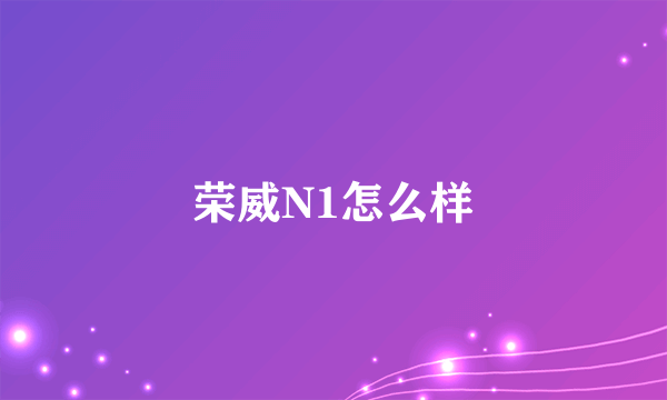 荣威N1怎么样