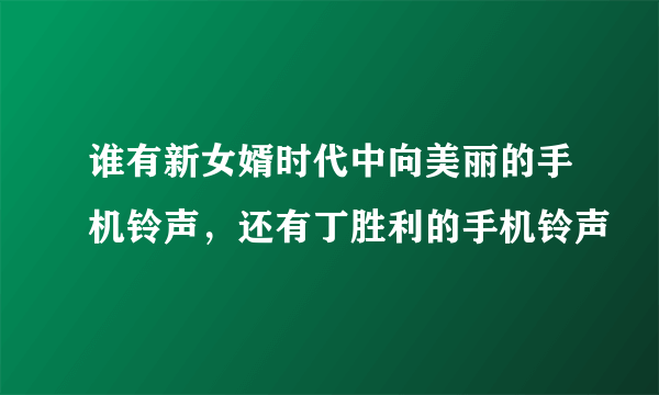 谁有新女婿时代中向美丽的手机铃声，还有丁胜利的手机铃声