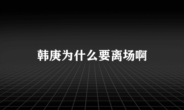 韩庚为什么要离场啊