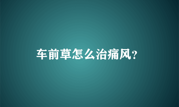 车前草怎么治痛风？