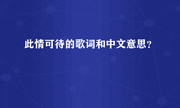 此情可待的歌词和中文意思？