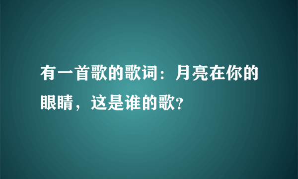 有一首歌的歌词：月亮在你的眼睛，这是谁的歌？