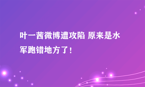 叶一茜微博遭攻陷 原来是水军跑错地方了！