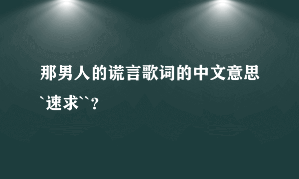 那男人的谎言歌词的中文意思`速求``？