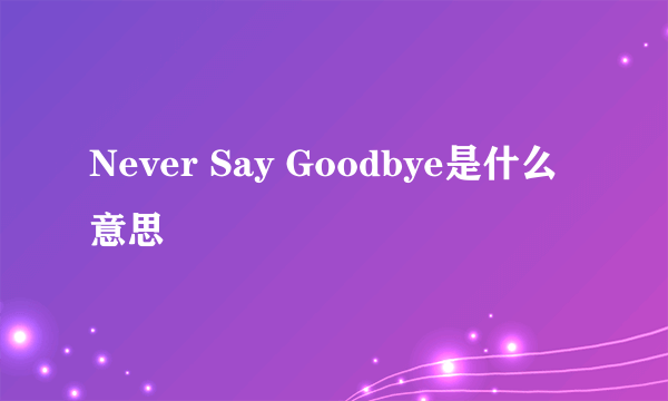 Never Say Goodbye是什么意思