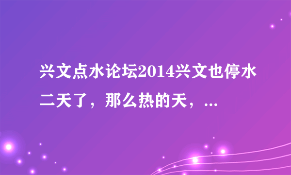 兴文点水论坛2014兴文也停水二天了，那么热的天，究竟是什么原因造成全城停水