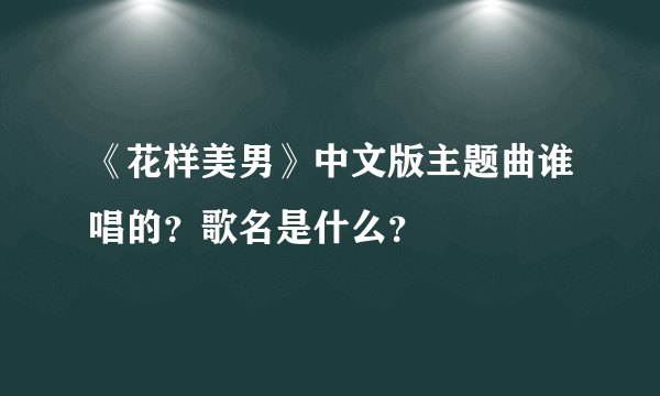 《花样美男》中文版主题曲谁唱的？歌名是什么？