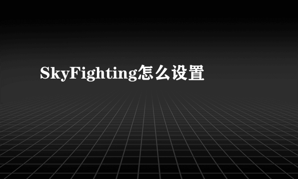 SkyFighting怎么设置