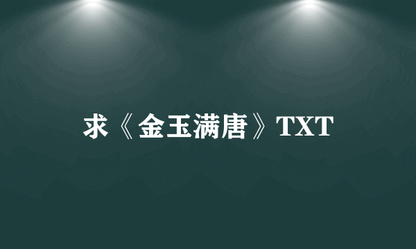 求《金玉满唐》TXT