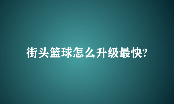 街头篮球怎么升级最快?