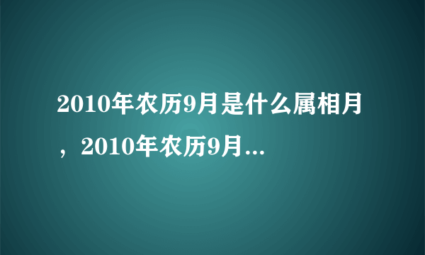 2010年农历9月是什么属相月，2010年农历9月是什么月？今年是虎年