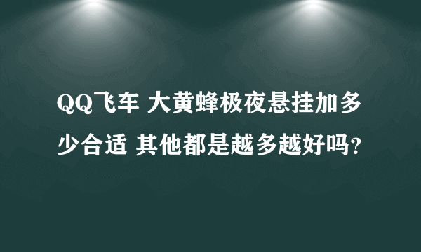 QQ飞车 大黄蜂极夜悬挂加多少合适 其他都是越多越好吗？