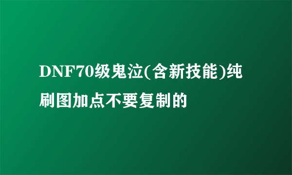 DNF70级鬼泣(含新技能)纯刷图加点不要复制的