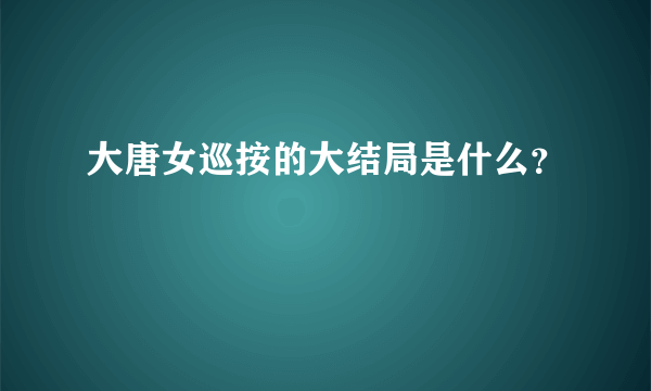 大唐女巡按的大结局是什么？