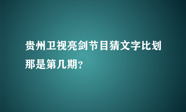 贵州卫视亮剑节目猜文字比划那是第几期？