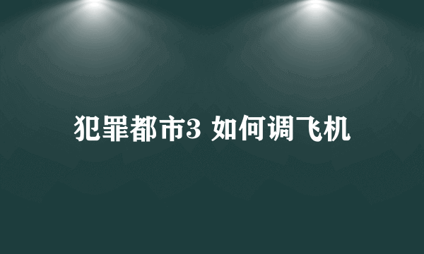 犯罪都市3 如何调飞机