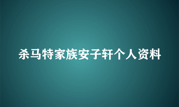 杀马特家族安子轩个人资料