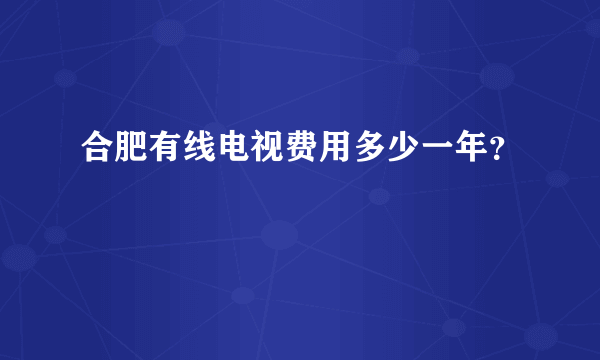 合肥有线电视费用多少一年？