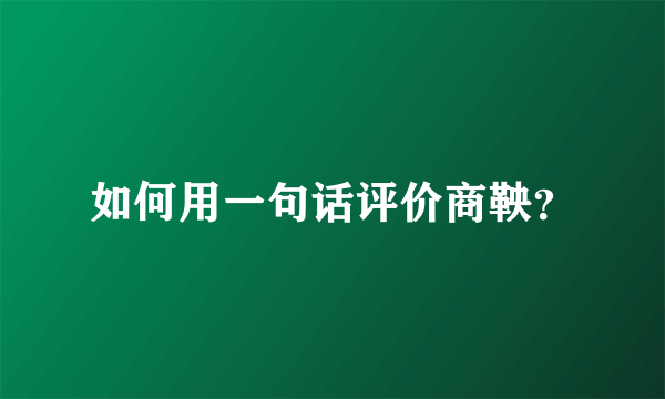 如何用一句话评价商鞅？