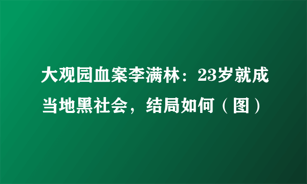 大观园血案李满林：23岁就成当地黑社会，结局如何（图）