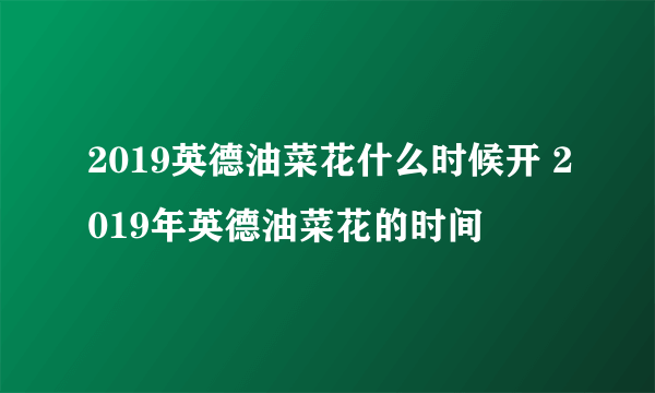 2019英德油菜花什么时候开 2019年英德油菜花的时间