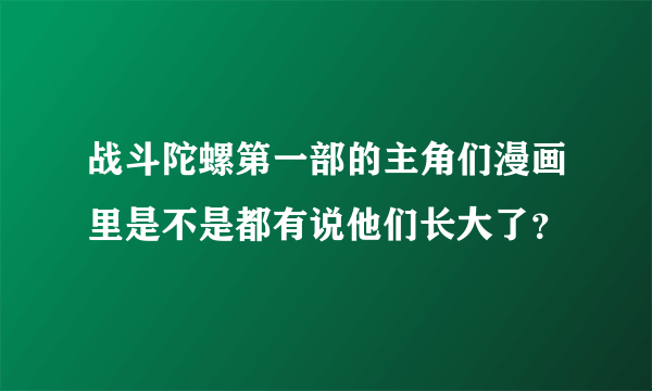 战斗陀螺第一部的主角们漫画里是不是都有说他们长大了？