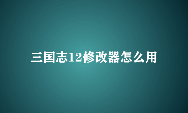 三国志12修改器怎么用