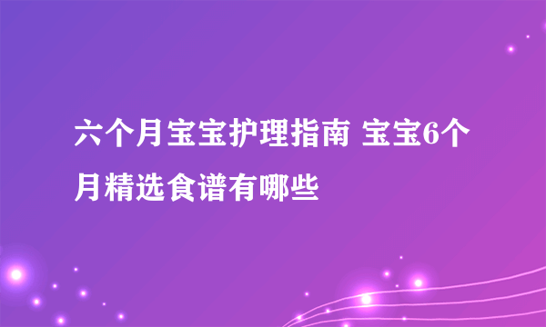 六个月宝宝护理指南 宝宝6个月精选食谱有哪些