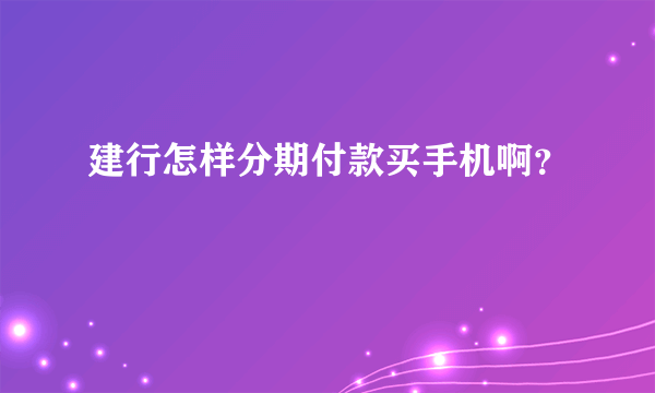 建行怎样分期付款买手机啊？