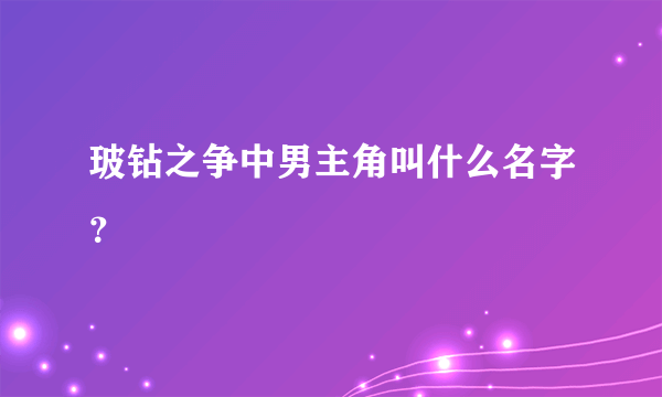 玻钻之争中男主角叫什么名字？